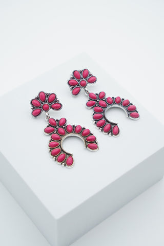 "Olivia" Hot Pink Squash blossom Earrings