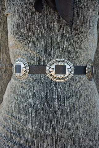 “ATHENA” CONCHO BELT (Midnight Black)