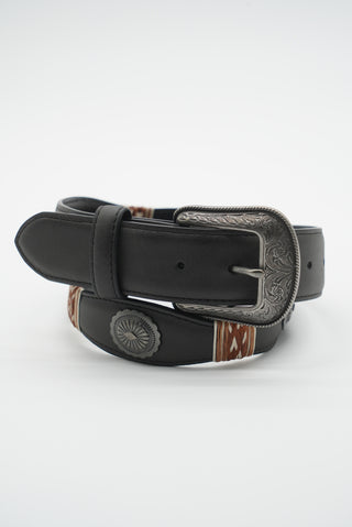 "Durango" Leather Concho Belt (Midnight)