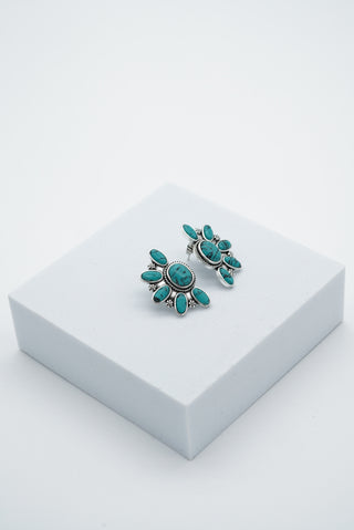 Simulated Turquoise Cluster Earrings