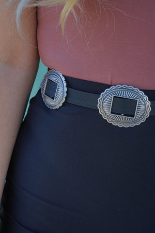 "Aurora" Concho Belt Black