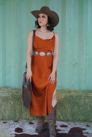 "Vivienne" - Burnt Orange Dress